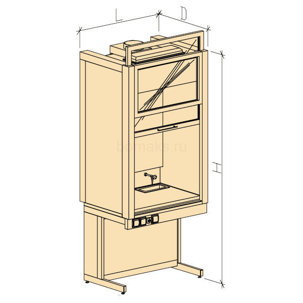 Шкаф вытяжной модульный универсальный ШВМУ с водой 980х750х2400, Wilsonart (900 ШВМУwв)