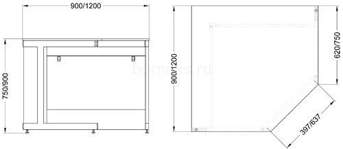 Стол лабораторный угловой внутренний СЛ-13.1 (артикул 61-18.721)