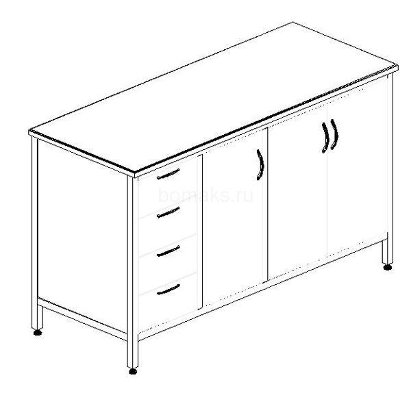 Стол-тумба лабораторный МК 1500х600х900, Wilsonart (1500 СТЛw)