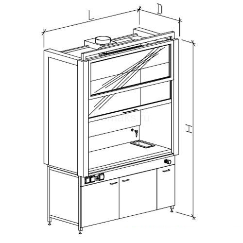 Шкаф вытяжной модульный ШВМ химическистойкий с водой 1580х750х2400, Durcon (1500 ШВМдв-ХС)