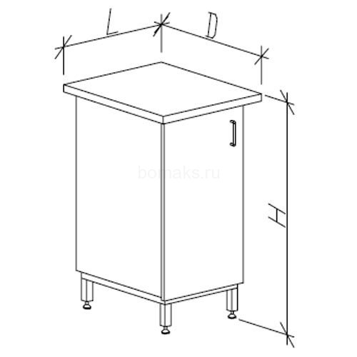 Тумба подставная МК с дверкой и 2 съемными полками 500х600х900, Керамика KS-12 (500 ТСк)