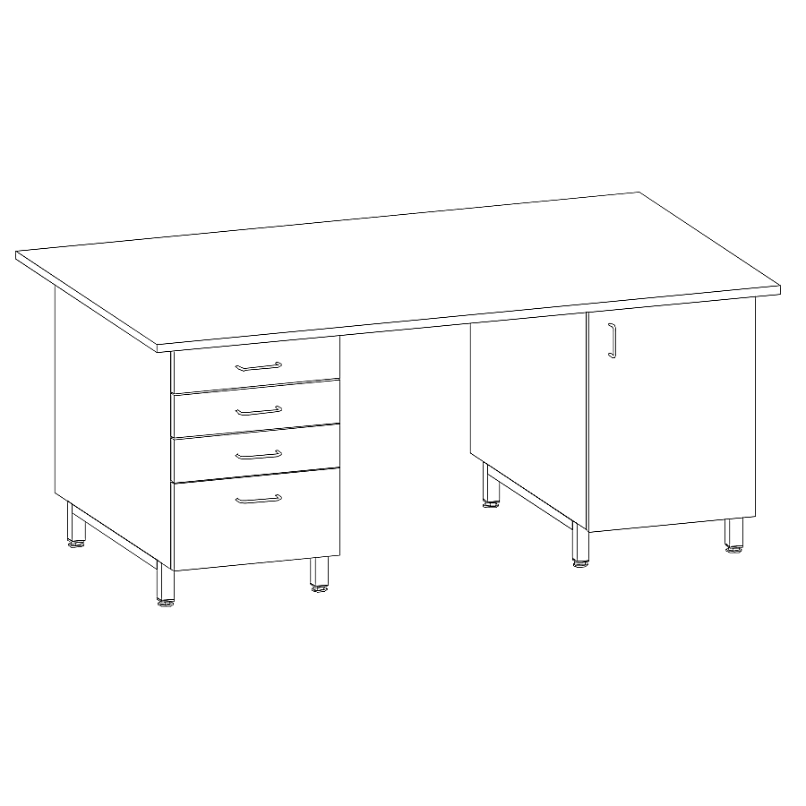 Стол лабораторный большой МК на основе стола на опорных тумбах 1800x900x900, Ламинат (1800/900 СЛВл-ТЯ-ТД)