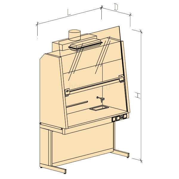 Шкаф вытяжной ШВУ с водой 1500х720х2200, Керамика KS-12 (1500 ШВУкв)