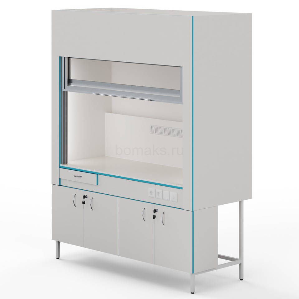 Вытяжной шкаф со столешницей из монолитной керамики ШВ НВК 1800 МОН