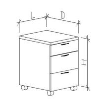 Тумба подкатная низкая МК-Элит с 3 ящиками 400х530х650