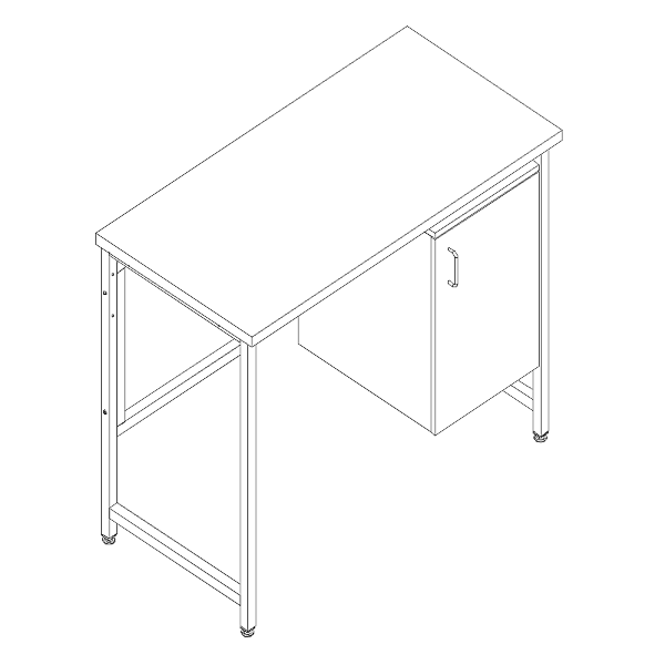Стол лабораторный однотумбовый МК, тумба с дверкой 1200x600x900, Ламинат (1200 СЛВл-ТД)