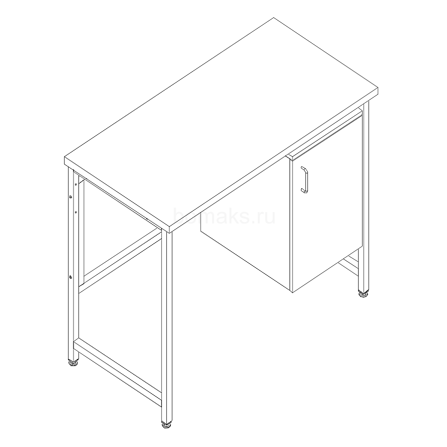 Стол лабораторный однотумбовый МК, тумба с дверкой 1200x600x900, Керамика KS-12 (1200 СЛВк-ТД)