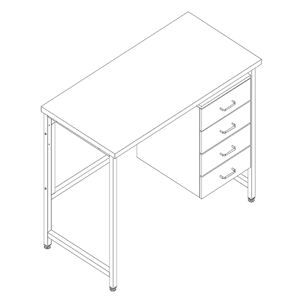 Стол лабораторный однотумбовый МК, тумба с ящиками 1200х600х900, Ламинат (1200 СЛВл-ТЯ)