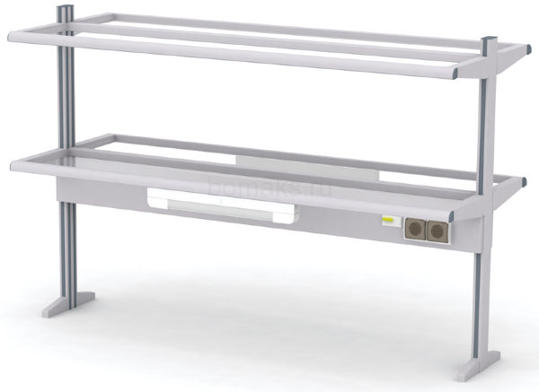 Надстройка сервисная островная с 2 полками (на алюминиевом профиле) МРЛ-24.3 (артикул 01-04.622)
