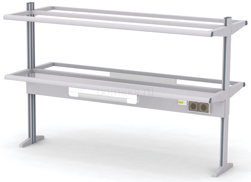 Надстройка сервисная островная с 2 полками (на алюминиевом профиле) МРЛ-24.3 (артикул 01-04.622)