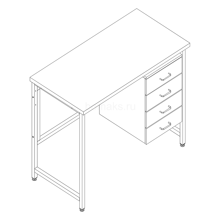 Стол лабораторный однотумбовый МК, тумба с ящиками 1200х600х900, Керамика KS-12 (1200 СЛВк-ТЯ)