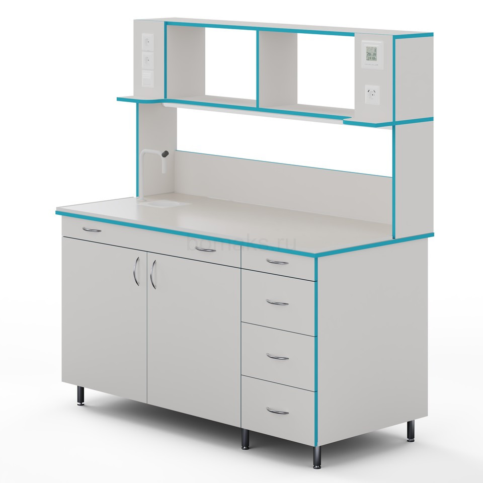 Пристенный стол с сантехникой и столешницей из монолитной керамики СЛП НВК 1500 МОН+