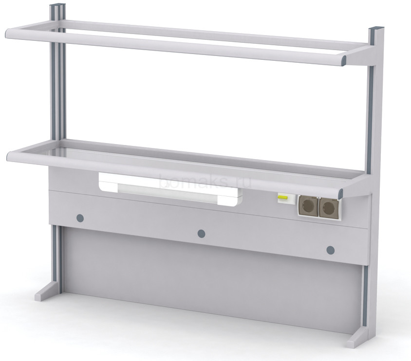 Надстройка сервисная пристенная с 2 полками (на алюминиевом профиле) МРЛ-23.3 (артикул 01-04.621)
