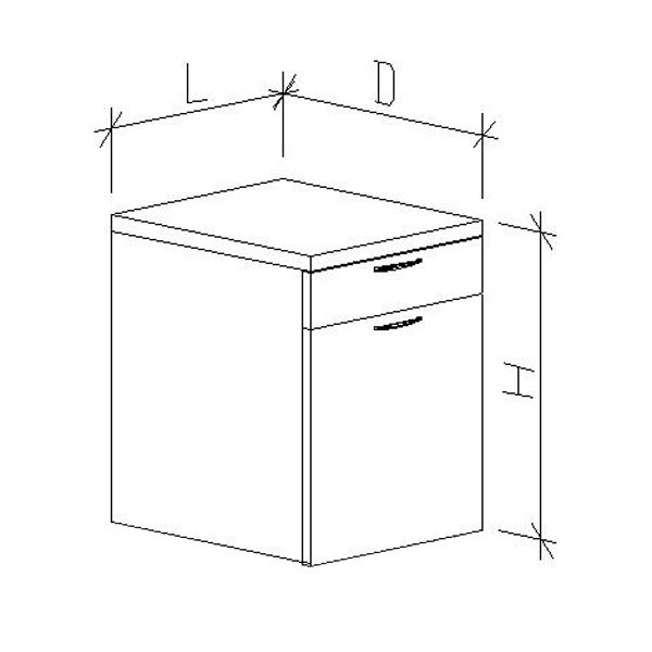 Тумба подвесная низкая МК-Элит с 2 ящиками 400х530х600