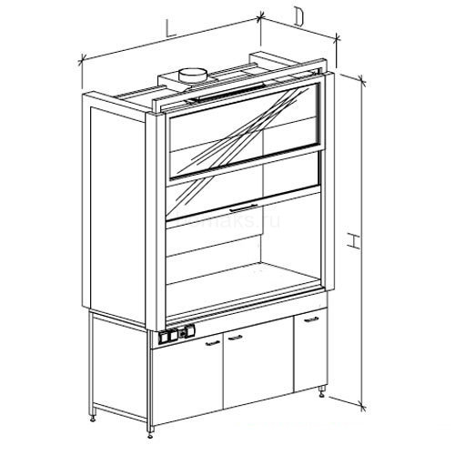 Шкаф вытяжной модульный ШВМ цельнометаллический без воды 1580х750х2400, Керамика KS-12 (1500 ШВМк)
