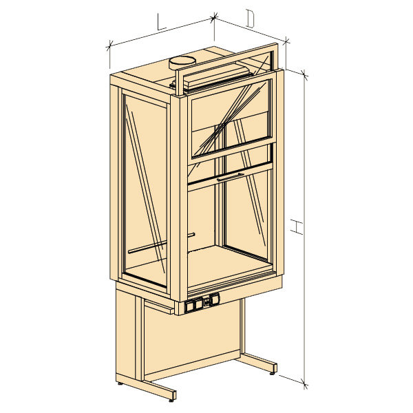 Шкаф вытяжной демонстрационный универсальный ШВДУ без воды 980х750х2400, Нержавеющая сталь (900 ШВДУн)