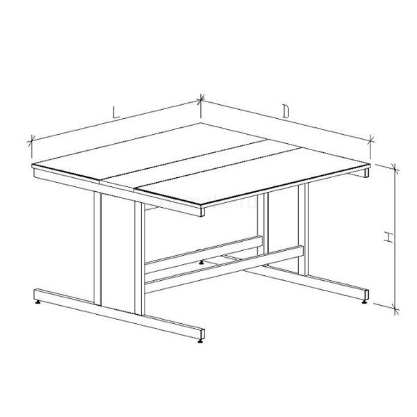 Стол островной РМ без стеллажа 1800х1500х900, Durcon с бортиком (1800 СОдб-У)