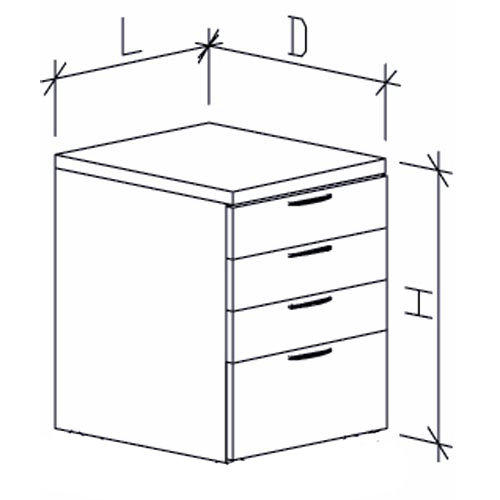 Тумба подвесная низкая МК-Элит с 4 ящиками 400х530х600