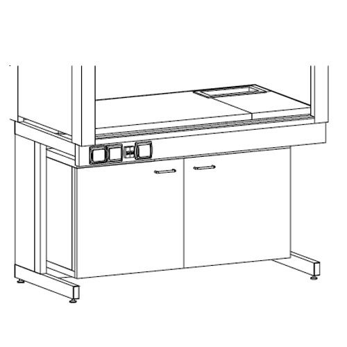 Подвесная тумба химстойкая под шкафы 1200 ШВДУ / ШВМУ (без вытяжки, алюминиевый каркас, химстойкий пластик) 1260х340х570