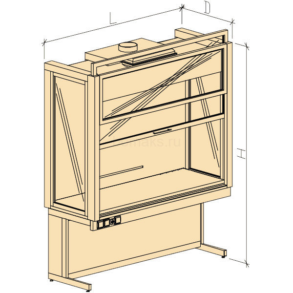Шкаф вытяжной демонстрационный универсальный ШВДУ без воды 1880х750х2400, Wilsonart (1800 ШВДУw)