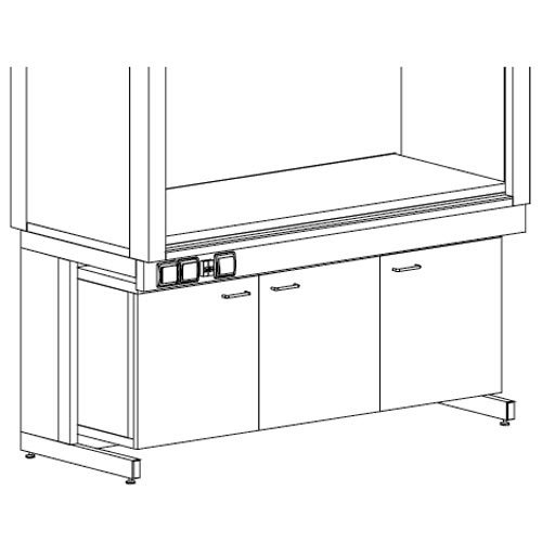 Подвесная тумба химстойкая под шкафы 1500 ШВДУ / ШВМУ (без вытяжки, алюминиевый каркас, химстойкий пластик) 1560х340х570