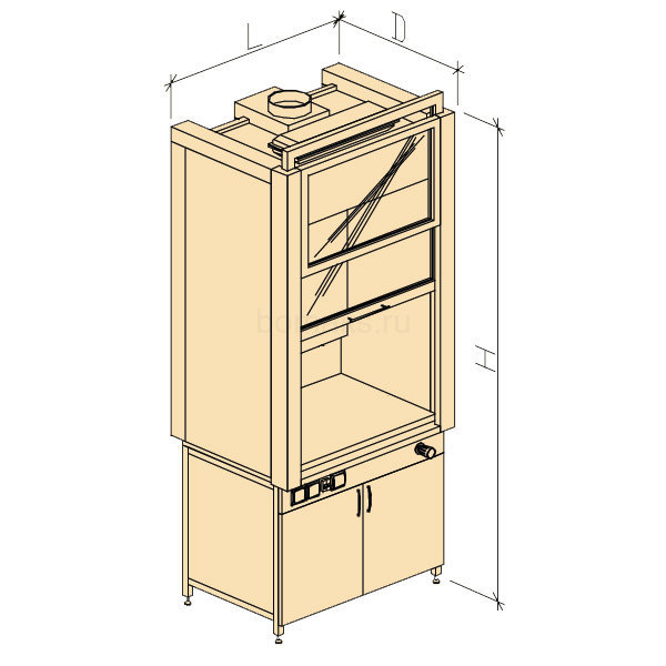 Шкаф вытяжной модульный ШВМ цельнометаллический без воды 980х750х2400, Wilsonart (900 ШВМw)