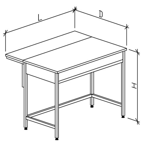 Стол лабораторный большой высокий ЦМ без ящиков и розеток 1200х900х900, Ламинат (1200/900 СЛВл-М б/я.р.)