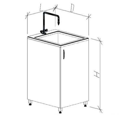 Стол-мойка МК одинарная с чашей глубиной 280 мм из Durcon (600х600(700)х900)