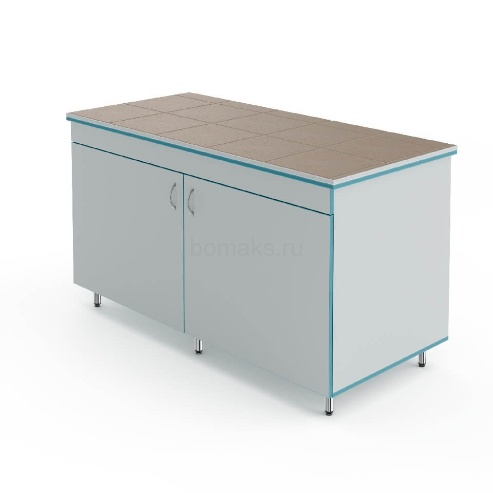 Лабораторный торцевой стол со столешницей из керамогранитной плитки Теолаб СЛТ НВК 1500 КГ