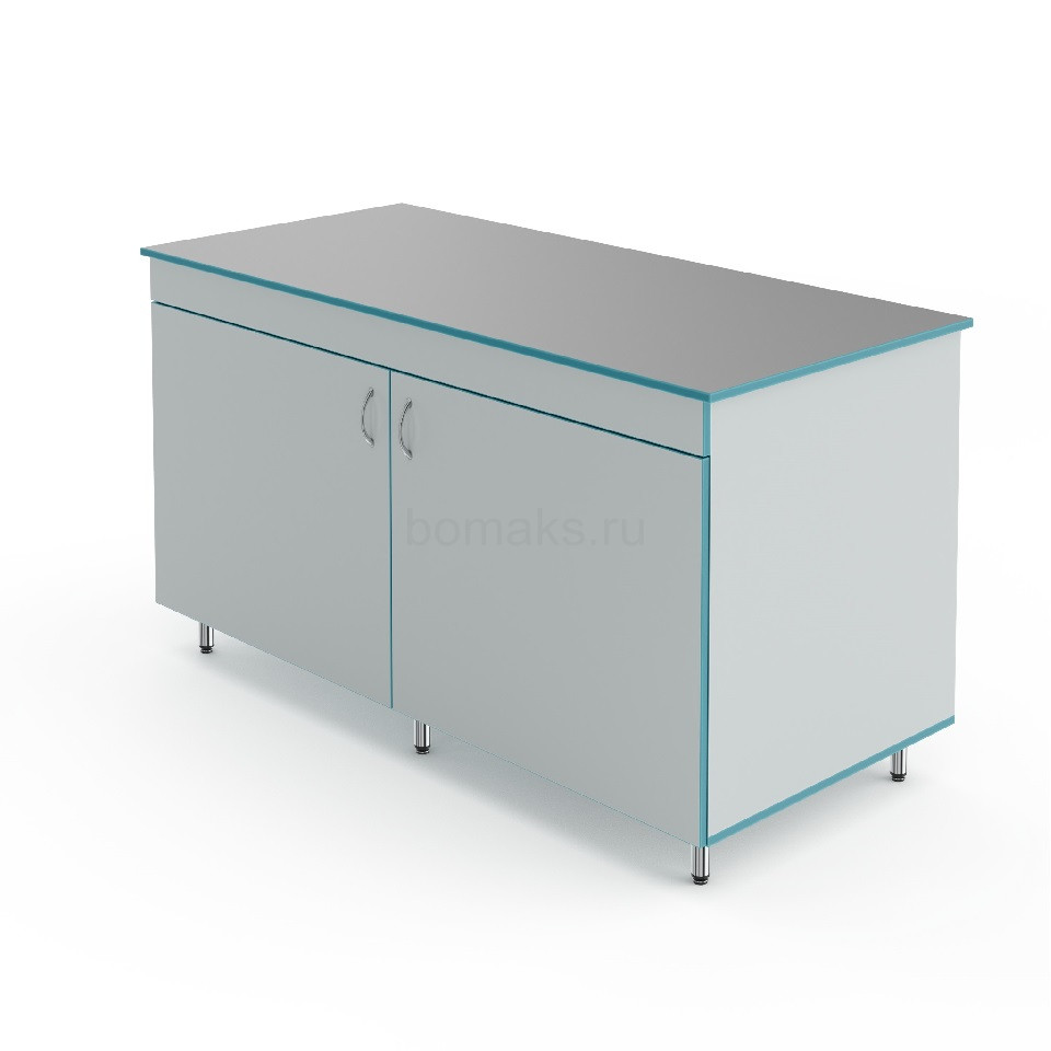 Лабораторный торцевой стол со столешницей из химстойкого пластика Теолаб СЛТ НВК 1500 ПЛАСТ