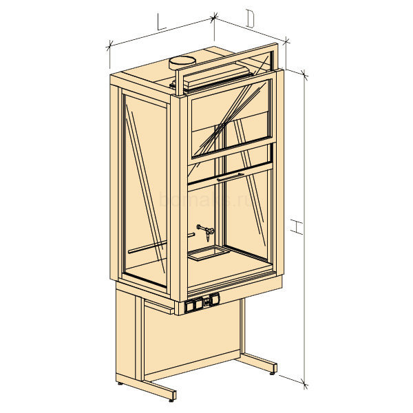 Шкаф вытяжной демонстрационный универсальный ШВДУ с водой 980х750х2400, Wilsonart (900 ШВДУwв)