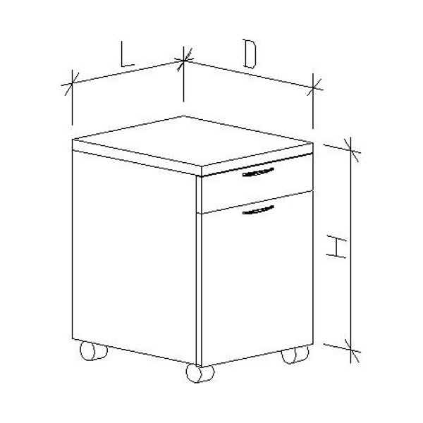 Тумба подкатная низкая МК с 2 ящиками 400х530х650