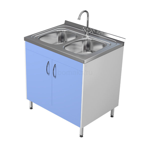 Стол с мойкой (2-е чаши) накладная (Бомакс 22.2014.1)