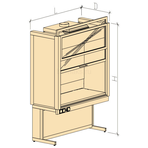 Шкаф вытяжной модульный универсальный ШВМУ без воды 1580х750х2400, Монолитная керамика (1500 ШВМУкм)