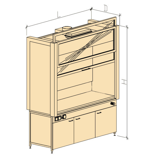 Шкаф вытяжной модульный ШВМ цельнометаллический без воды 1880х750х2400, Нержавеющая сталь (1800 ШВМн)