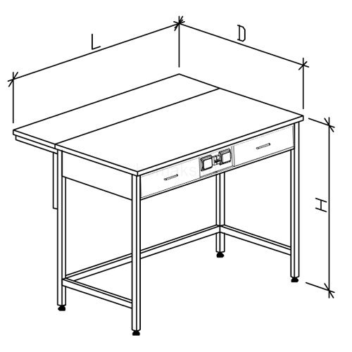 Стол лабораторный большой высокий ЦМ с ящиками и розетками 1500х900х900, Durcon (1500/900 СЛВд-М)