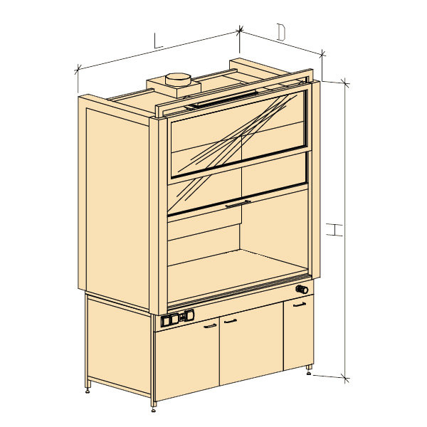 Шкаф вытяжной ШВМ увеличенной глубины без воды 1580х900х2400, Нержавеющая сталь (1500/900 ШВМн)