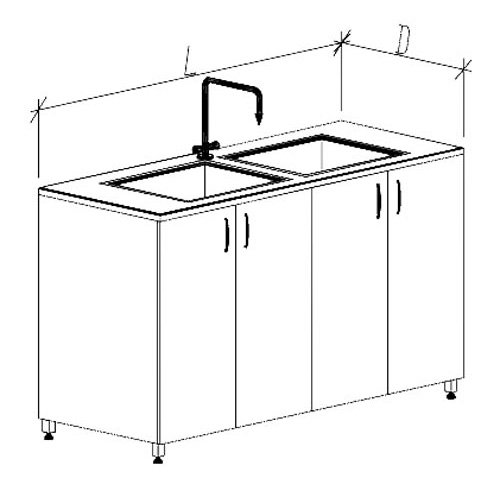 Стол-мойка МК двойная с чашей глубиной 280 мм из Durcon (1500х600х900)