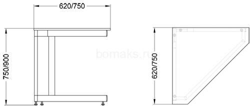 Стол лабораторный угловой внешний СЛ-13.4 (артикул 21-18.612)