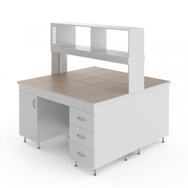 Физический островной стол со столешницей из керамогранитной плитки НВ-1500 ОК