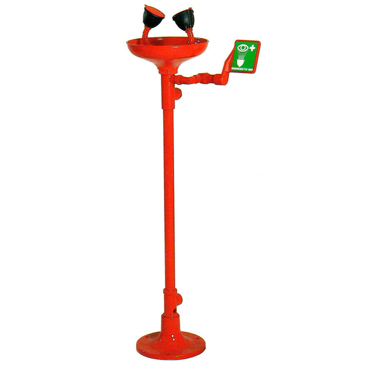 Напольный аварийный душ для глаз TOF двойной, со сливом, ручное управление (1100/320)