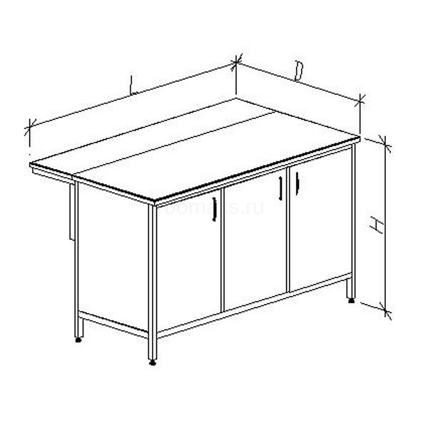 Стол-тумба лабораторный большой высокий ЦМ 1500х900х900, Нержавеющая сталь с бортиком (1500/900 СТЛн-М)