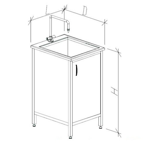 Стол-мойка ЦМ одинарная с чашей глубиной 300 мм из стеклопластика (550х600х900)