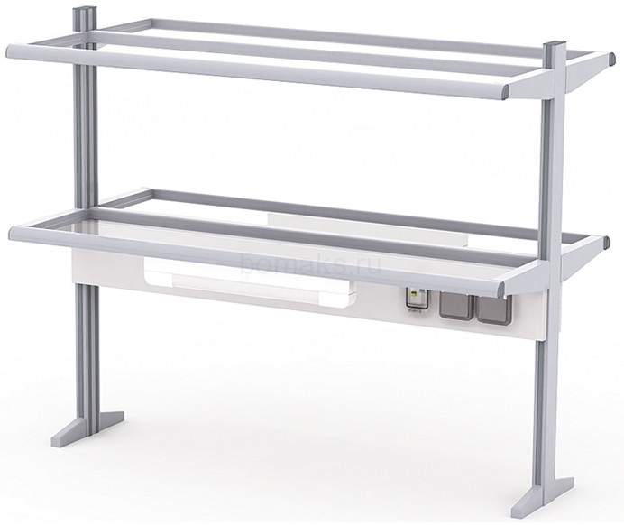 Надстройка сервисная островная с 2 полками (на алюминиевом профиле) МРЛ-24.3 (артикул 21-04.622)