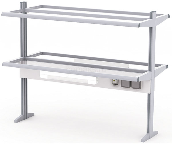 Надстройка сервисная островная с 2 полками (на алюминиевом профиле) МРЛ-24.1 (артикул 21-04.602)