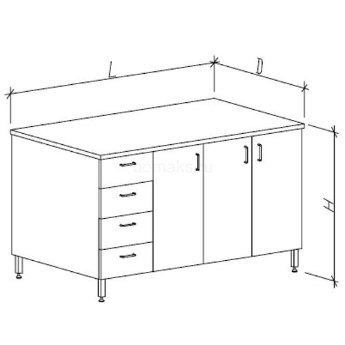 Стол лабораторный большой МК на основе стола-тумбы 1500x900x900, Пластик (1500/900 СТЛп)