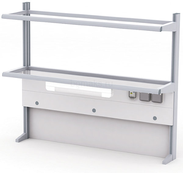 Надстройка сервисная пристенная с 2 полками (на алюминиевом профиле) МРЛ-23.2 (артикул 21-04.511)