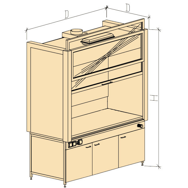 Шкаф вытяжной модульный ШВМ химическистойкий увеличенной глубины без воды 1880х900х2400, Керамика KS-12 (1800/900 ШВМк-ХС)
